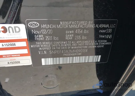 2021 Hyundai Sonata Sel from USA, damaged, VIN 5NPEF4JA2MH090134